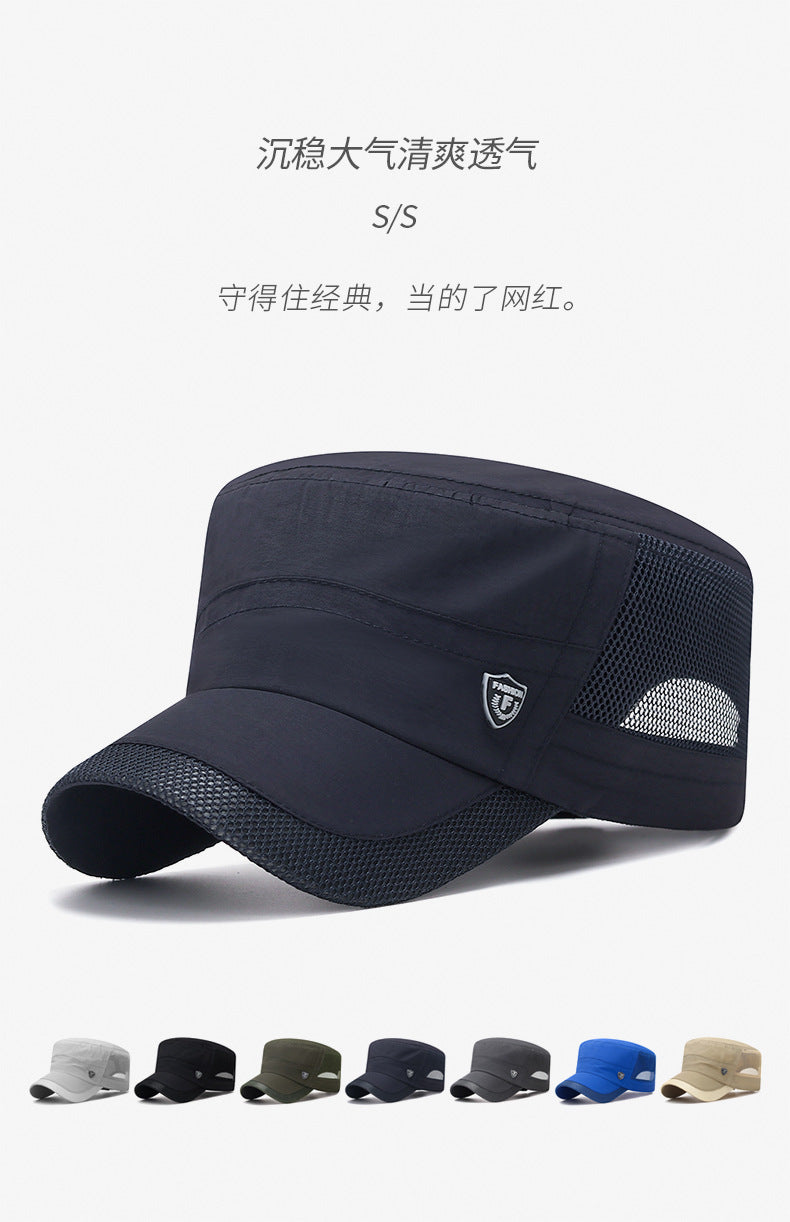 Men Mesh Flat Top Baseball Cap
