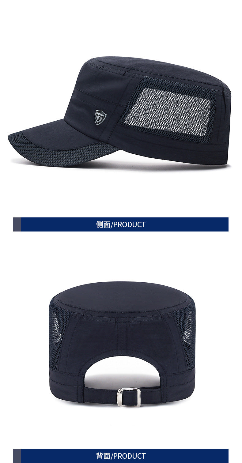 Men Mesh Flat Top Baseball Cap