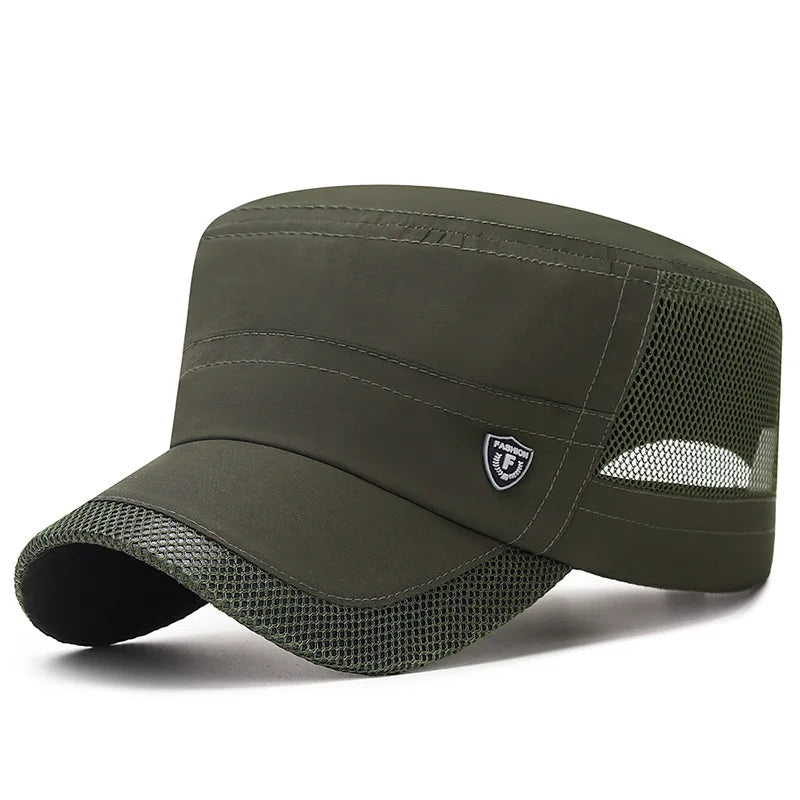 Men Mesh Flat Top Baseball Cap