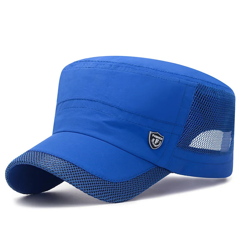 Men Mesh Flat Top Baseball Cap
