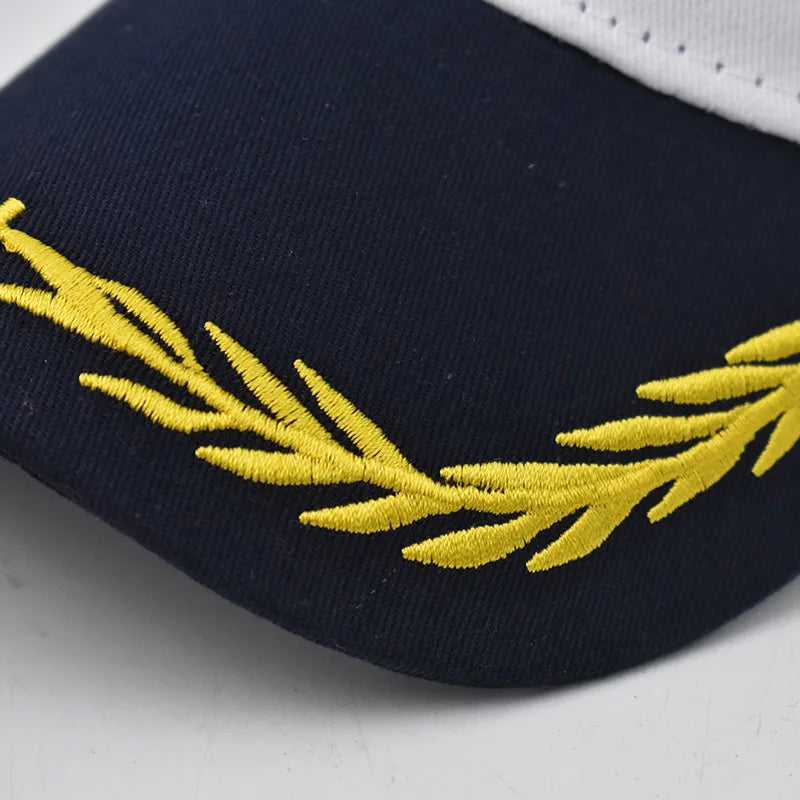 Embroidered Navy Captain Cap