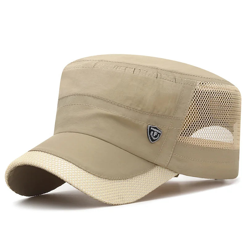 Men Mesh Flat Top Baseball Cap