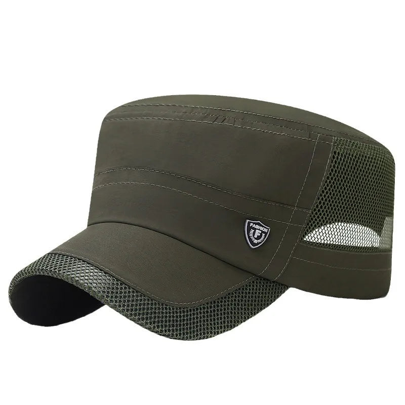 Men Mesh Flat Top Baseball Cap