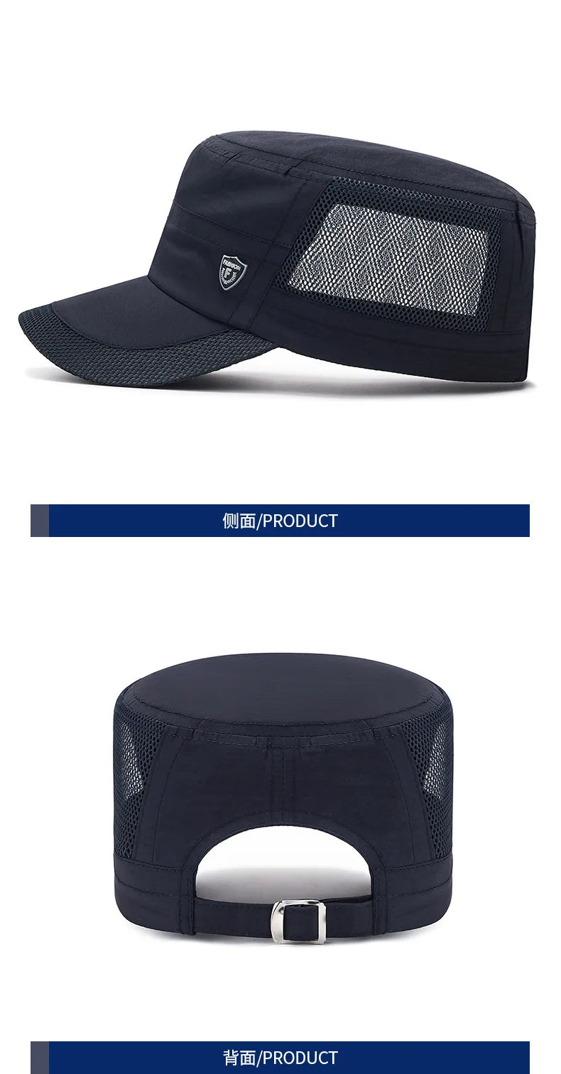Men Mesh Flat Top Baseball Cap