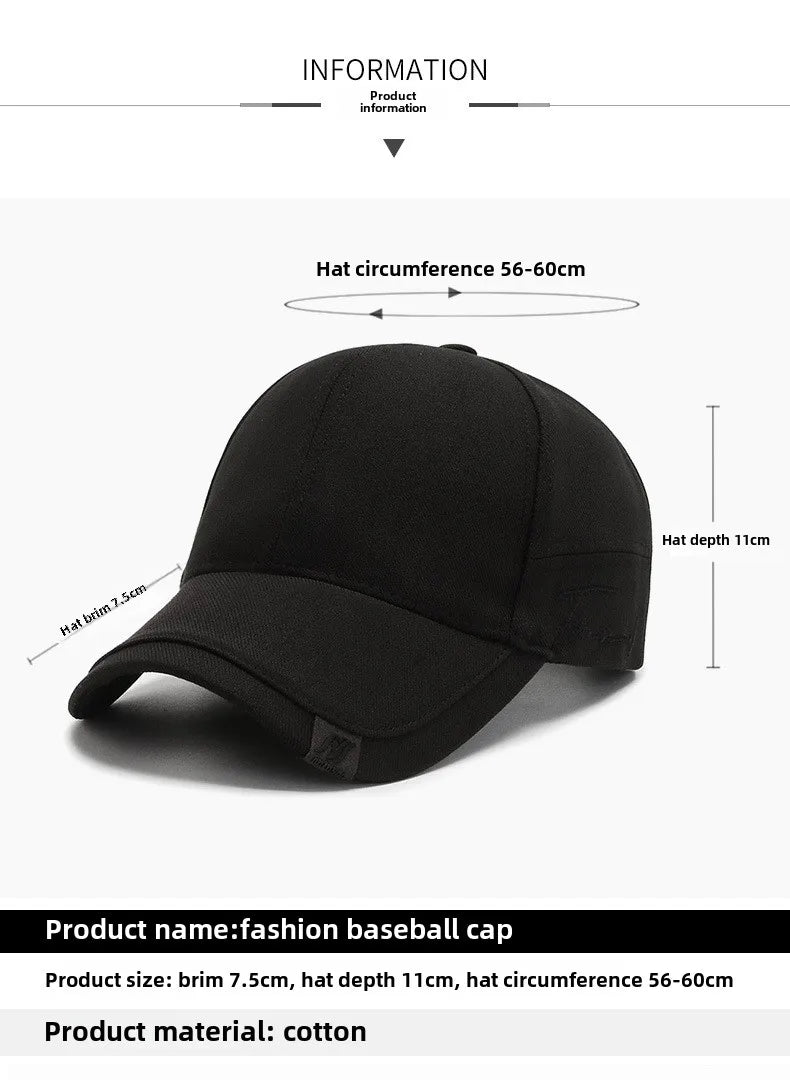 Men Solid Cotton Baseball Cap