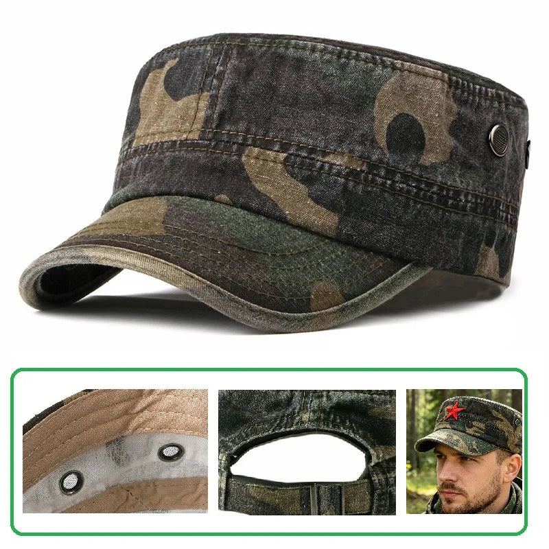 Men Mesh Flat Top Baseball Cap