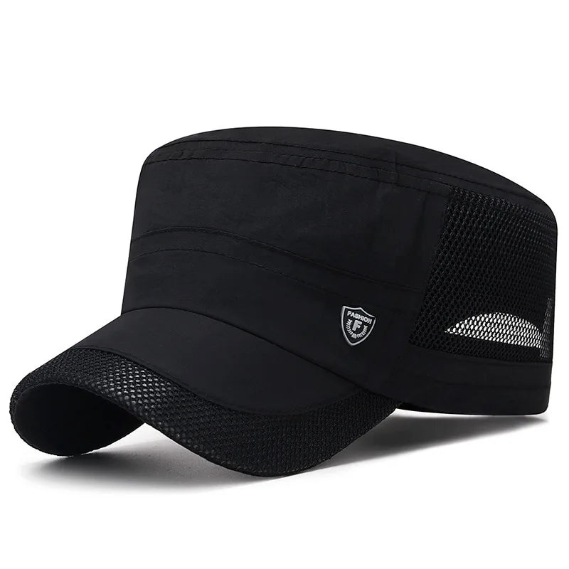 Men Mesh Flat Top Baseball Cap
