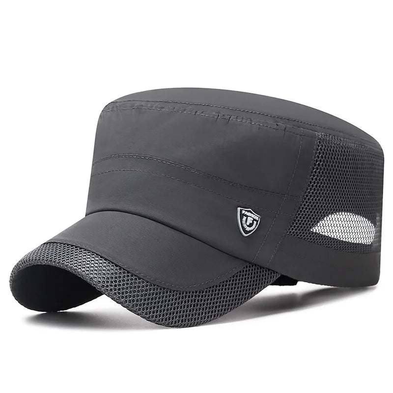 Men Mesh Flat Top Baseball Cap