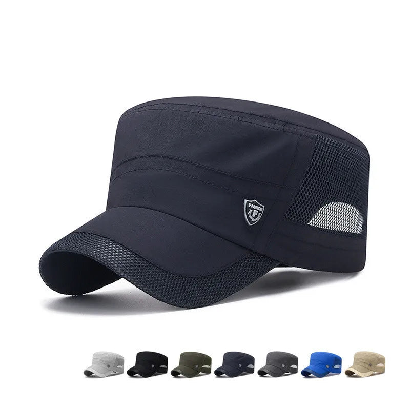 Men Mesh Flat Top Baseball Cap