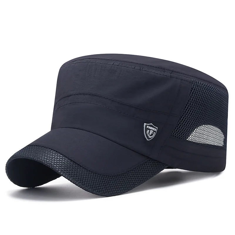 Men Mesh Flat Top Baseball Cap
