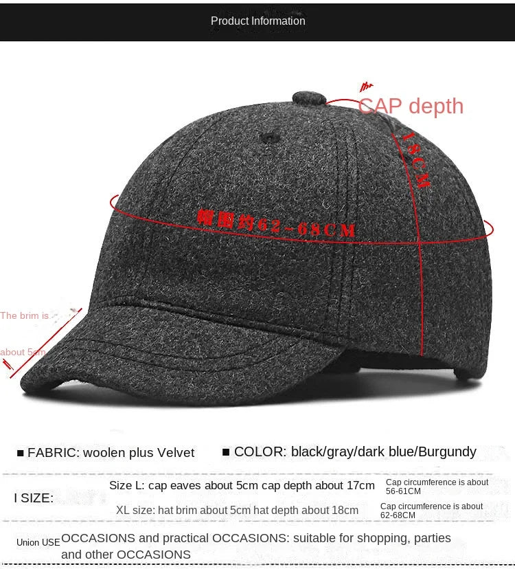 Large Size Wool Short Brim Hat